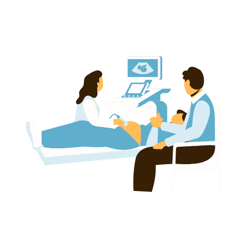 Ultrasound check-up capturing an image of internal structures